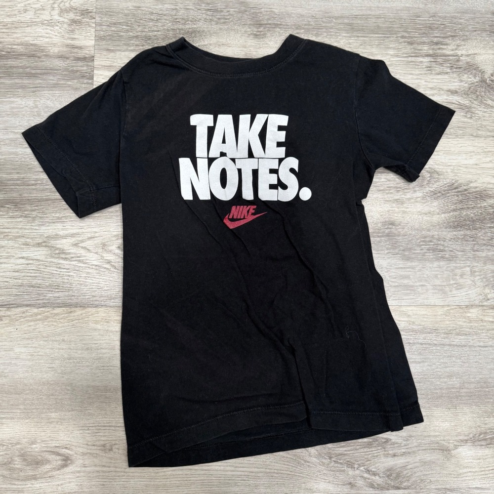 Kids Nike Tee Black Take Notes Graphic Short Sleeve Casual T Shirt‎ Size S